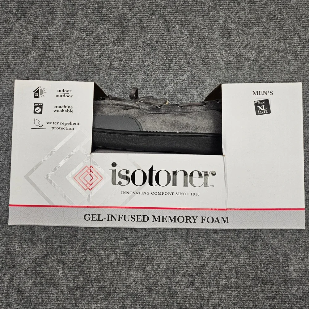 Isotoner Moccasin Slippers Memory‎ Foam Water Repellent Indoor Outdoor XL 11-12